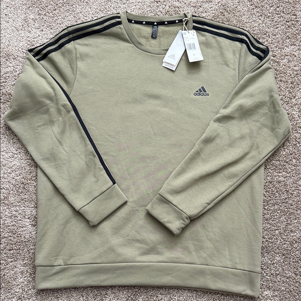 Adidas Primegreen Crewneck Sweatshirt | Olive Green | 3-Stripe | NWT | Men’s XL